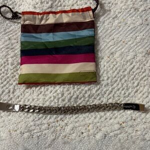 Coach Silver Chain Bracelet with Multicolor Pouch